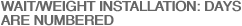 WAIT/WEIGHT INSTALLATION: DAYS ARE NUMBERED